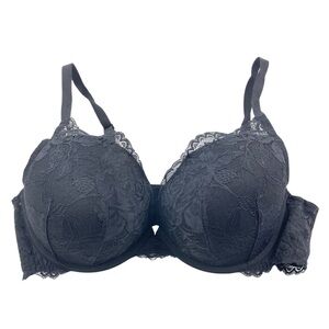 Torrid Curve Black Lace Bra 40D Push Up Plunge Adjustable Straps